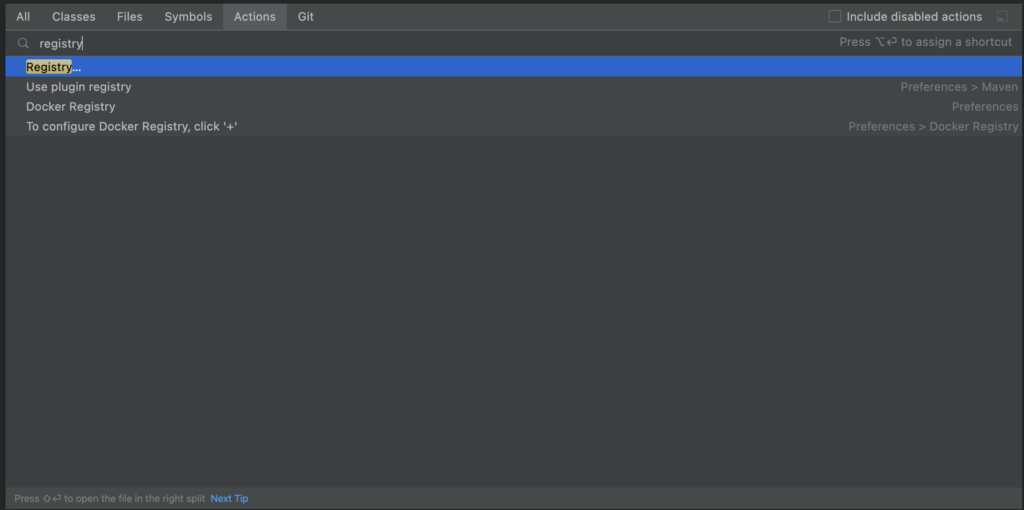 How to change Registry in Intellij IDEA