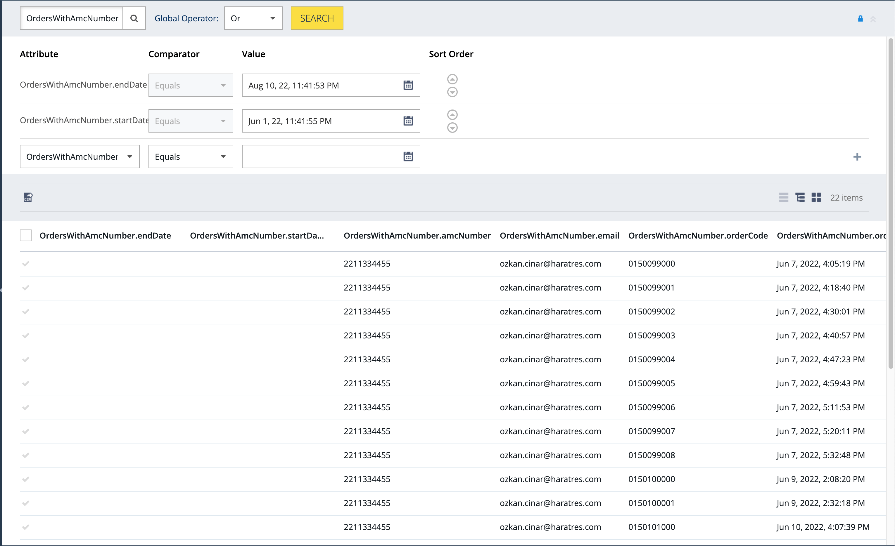 sap commerce backoffice report result